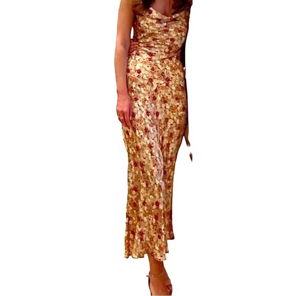 Park & Fifth Kingston Floral Print Satin Strappy Slip Dress Large - Picture 12 of 12